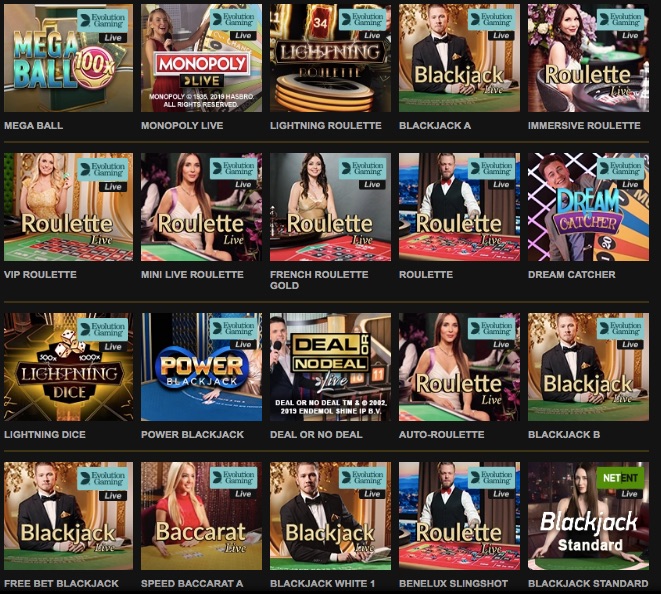 most popular live casino games like roulette blackjack monopoly live and more