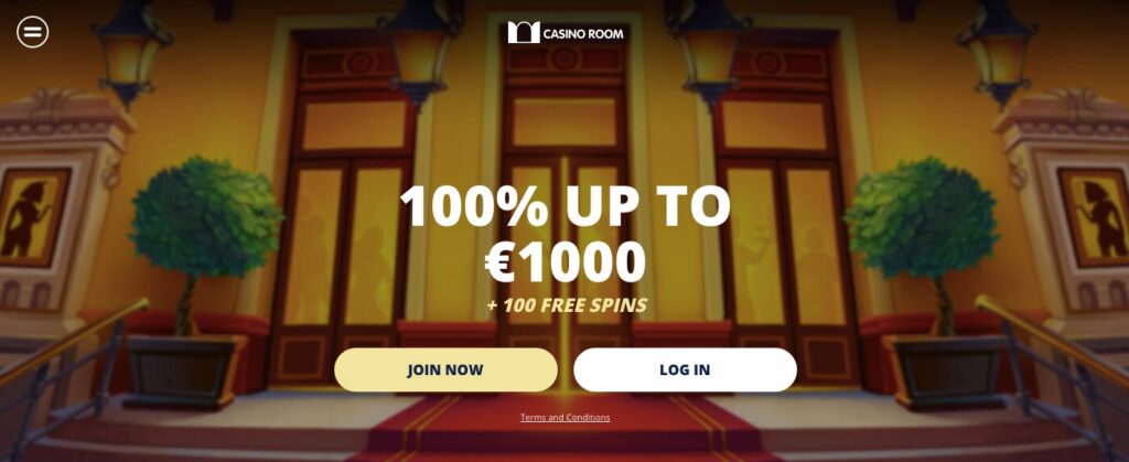casino room start page showing the welcome offer 