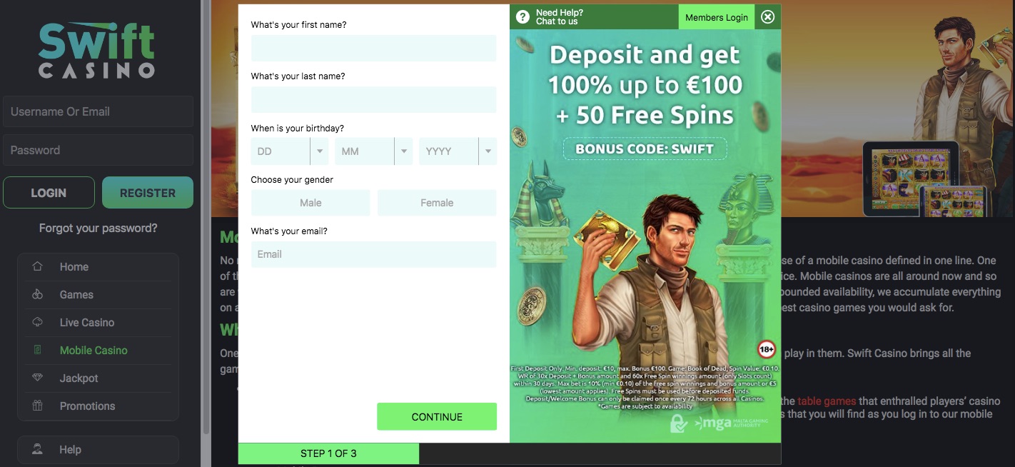rinomato Swift Casino bonus referral pubblicità in Italy
