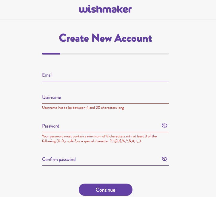 registration form at wishmaker