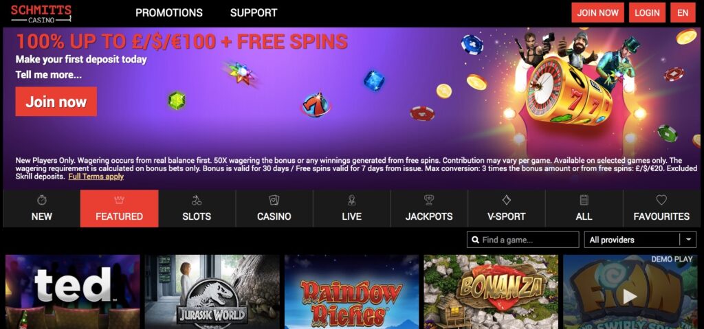 schmitts casino start page desktop