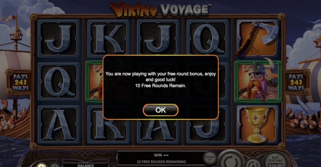 10 free spins pop up on the slot viking voyage