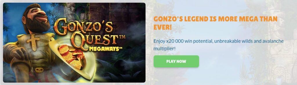 gonzos quest megaways slot banner
