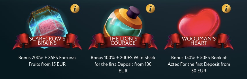 the 3 available welcome bonuses