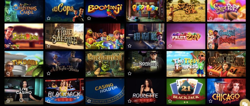 casino empire game lobby showing 24 popular slot games