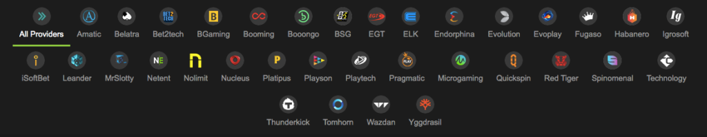 all the logos from the game providers available at fastpay casino