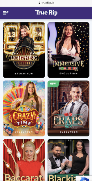 six popular live casino games including lightning roulette and crazy time