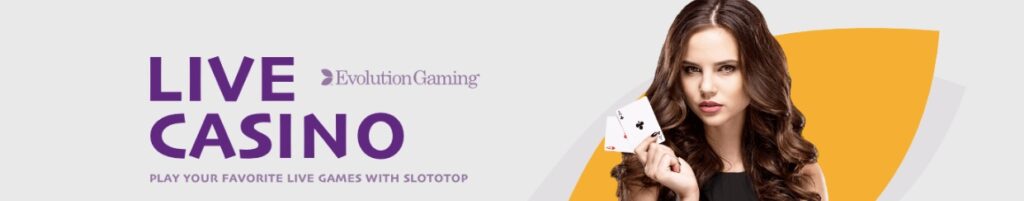 live casino banner promoting evolution gaming