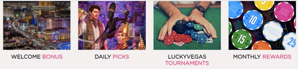 4 different bonuses at lucky vegas