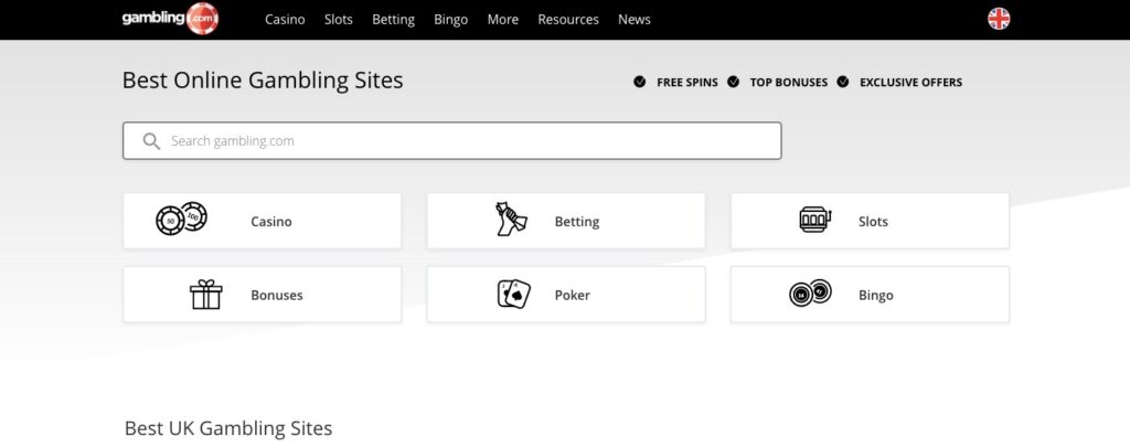 gambling.com home page