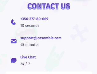 available customer support methods at casombie casino