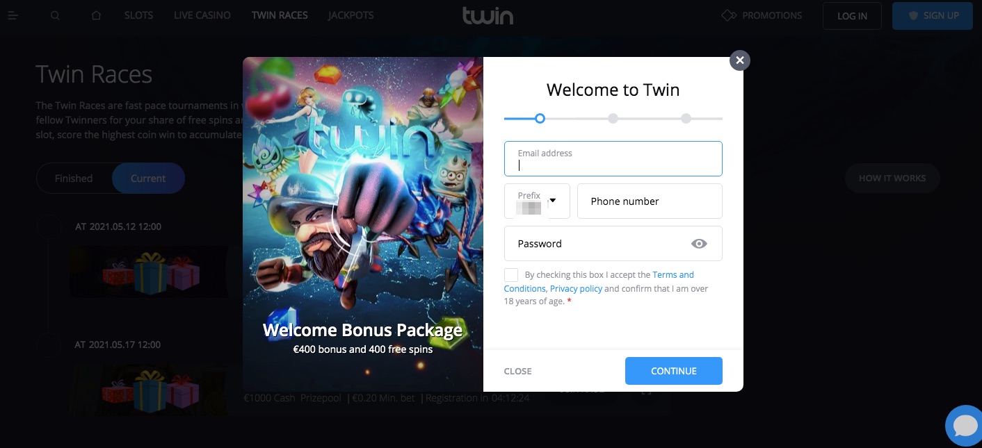 premium Twin Casino bonus vip bannière promotionnelle en France